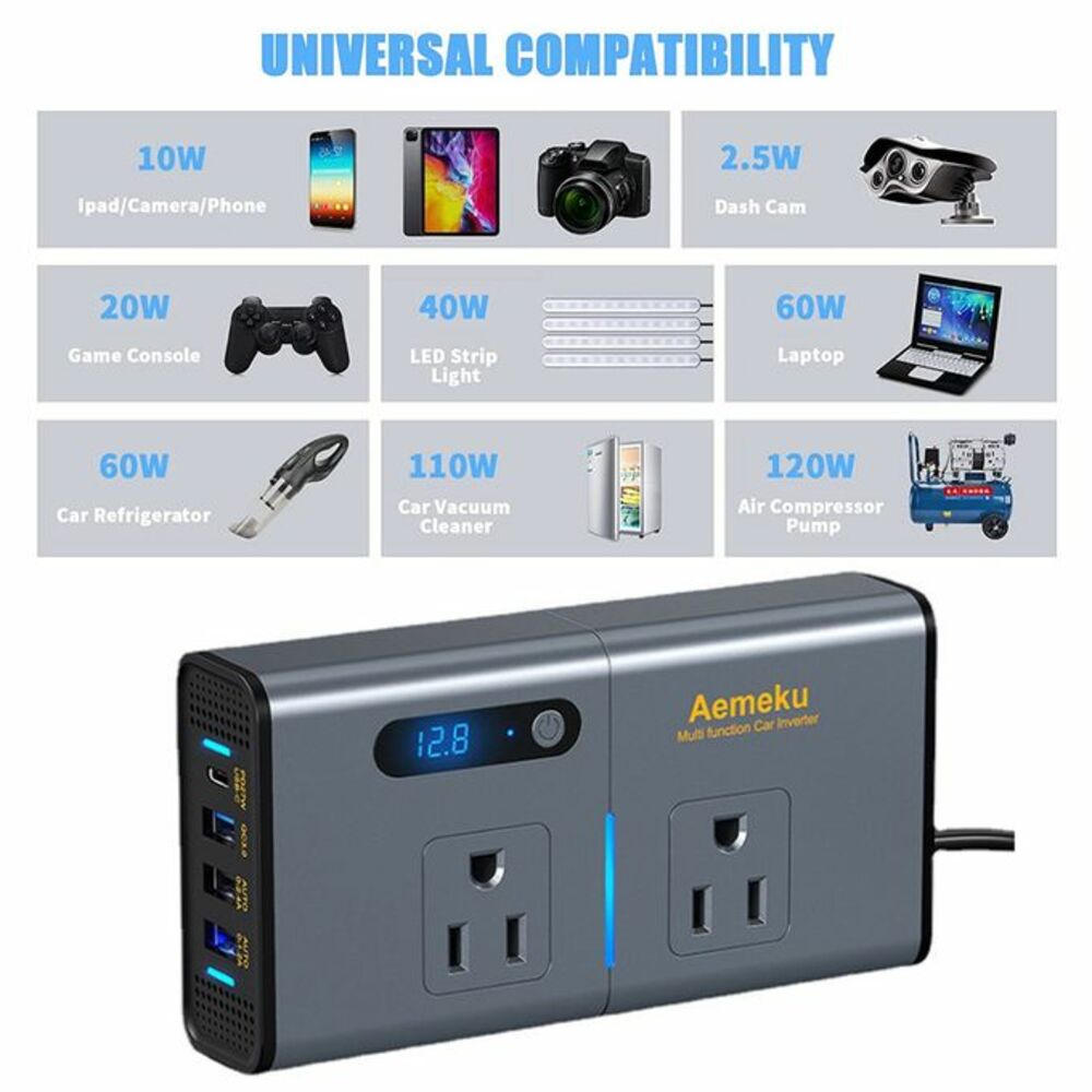 POWER INVERTER 300W CON CONECTOR USB. WORLD DW-7611